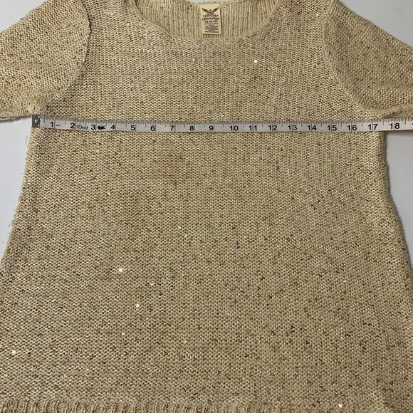 FADED GLORY Beige Sequin Long Sleeve Knit Sweater Medium - Picture 9 of 10